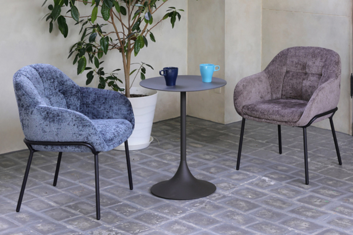 ダイニングチェア 座面高45cm TRENCH 肘掛け付き ファブリック ( チェア ダイニング イス 食卓椅子 アームレスト 肘付き ウレタン 座り心地 快適 椅子 チェアー いす 食卓 リビング リビングチェア ) 【ブルー】 ブルー