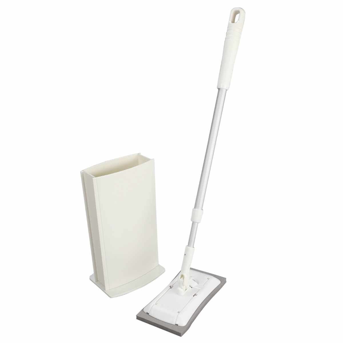 ワンプッシュトイレワイパー ケース付き 360度回転 シート 取り外し簡単 ( トイレワイパー ケース 付き 着脱簡単 360度回転 ミニ フロアワイパー シンプル ホワイト 掃除用品 床掃除 トイレ掃除 )