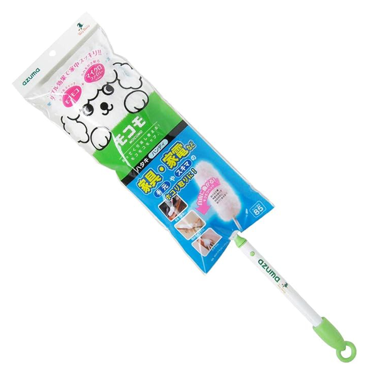 ほこり取り モコモハタキ 全長58cm 洗って使える マイクロファイバー ( ホコリ取り ハタキ ほこり マイクロファーバー ヘッド曲がる 洗える ハンディ リビング 掃除 家電掃除 掃除用品 清掃用品 )