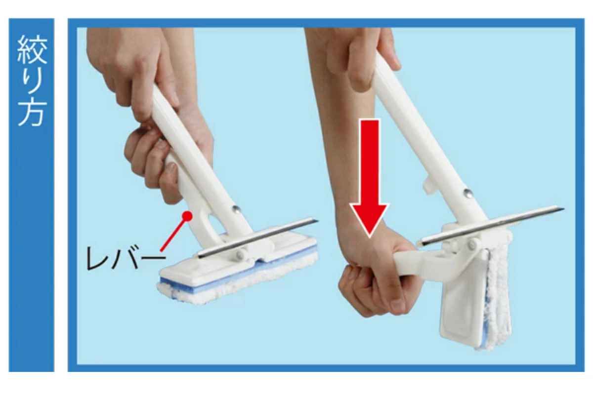 窓 網戸 ワイパー 掃除 楽絞りワイパー 拭き幅約24cm 水だけで洗える ( 窓掃除 網戸掃除 水切りワイパー 絞れる 柄付き 伸縮 長い 年末掃除 大掃除 掃除用品 便利グッズ )