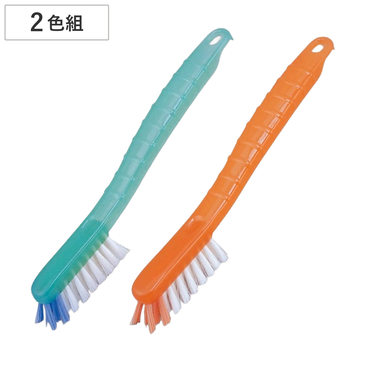 ブラシ いろいろ使えるゴシゴシブラシ2色組 ( 浴室 お風呂 サッシ 窓 レール 目地 タイル 掃除 すきま 隙間 スミ 隅 2本セット 色違い 使い分け キッチン 台所 こびりつき 落とし ツメ付き 排水口 シンク ガスコンロ 換気扇 )