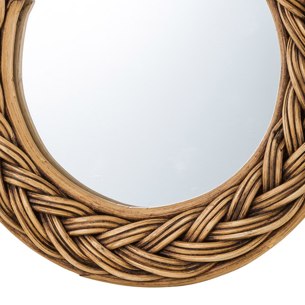 ミラー 幅22cm ラタン 籐 かがみ 鏡 ウォールミラー 壁掛け おしゃれ ( 壁掛けミラー 壁掛け鏡 玄関 丸型 円形 ラタンミラー 吊り下げ 姿見 リビング 洗面所 軽い 軽量 メイク 化粧 身だしなみ )