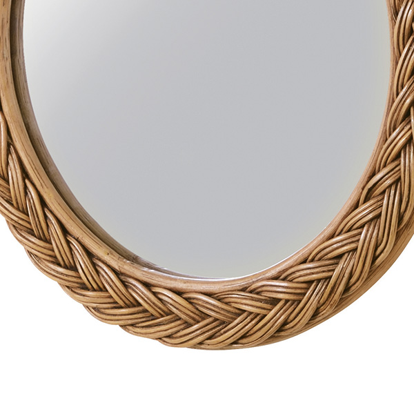 ミラー 幅34cm ラタン 籐 かがみ 鏡 ウォールミラー 壁掛け おしゃれ ( 壁掛けミラー 壁掛け鏡 玄関 丸型 円形 ラタンミラー 吊り下げ 姿見 リビング 洗面所 軽い 軽量 メイク 化粧 身だしなみ 楕円 )