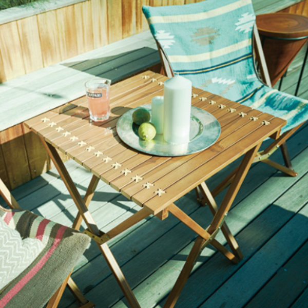 Lohaco ガーデンテーブル ロールトップテーブル 送料無料 木製テーブル ウッドテーブル テーブル 木製 ガーデン アウトドア レジャー ベランダ テラス コンパクト おしゃれ 屋外 省スペース ウレタン塗装 幅60cm エクステリア ガーデンファニチャー