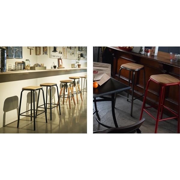 カウンターチェア 高さ71cm スチール 木製 天然木 ハイスツール ( チェアー いす カウンターチェア バーチェア ハイチェア おしゃれ キッチン カウンター インダストリアル フットレスト ) 【シルバー】 シルバー