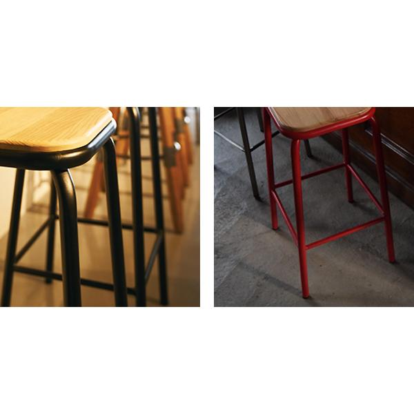 カウンターチェア 高さ71cm スチール 木製 天然木 ハイスツール ( チェアー いす カウンターチェア バーチェア ハイチェア おしゃれ キッチン カウンター インダストリアル フットレスト ) 【シルバー】 シルバー