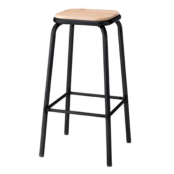 カウンターチェア 高さ71cm スチール 木製 天然木 ハイスツール ( チェアー いす カウンターチェア バーチェア ハイチェア おしゃれ キッチン カウンター インダストリアル フットレスト ) 【シルバー】 シルバー