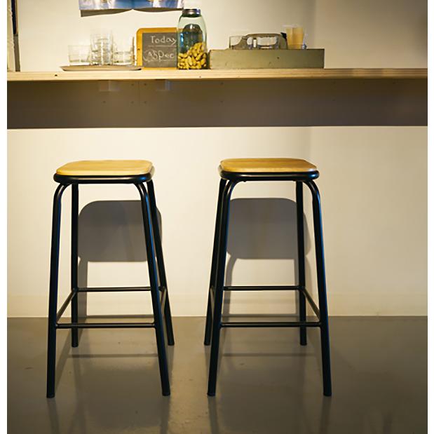 カウンターチェア 高さ71cm スチール 木製 天然木 ハイスツール ( チェアー いす カウンターチェア バーチェア ハイチェア おしゃれ キッチン カウンター インダストリアル フットレスト ) 【シルバー】 シルバー