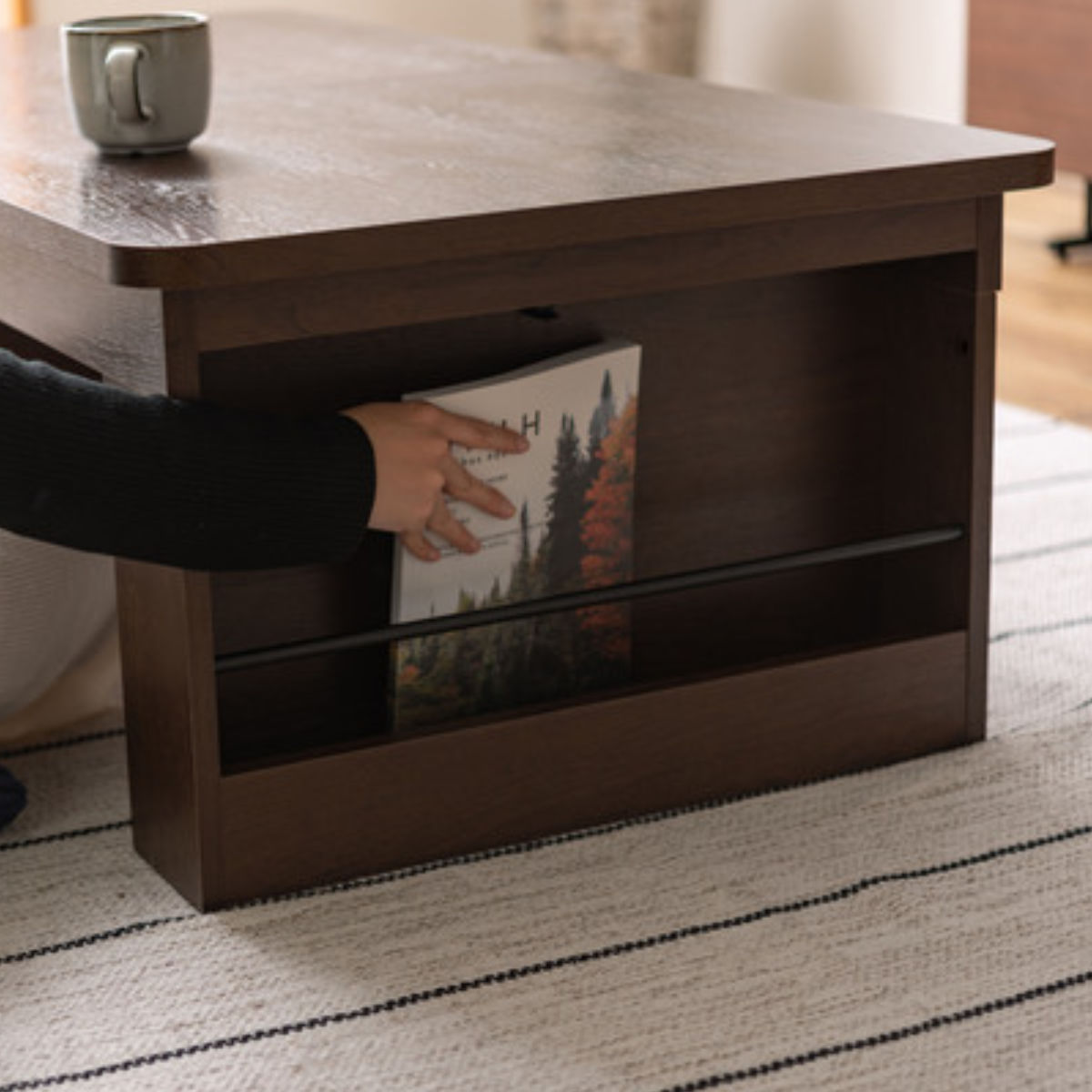 収納付きローテーブル】伸縮も可能でコーヒーテーブルとしても