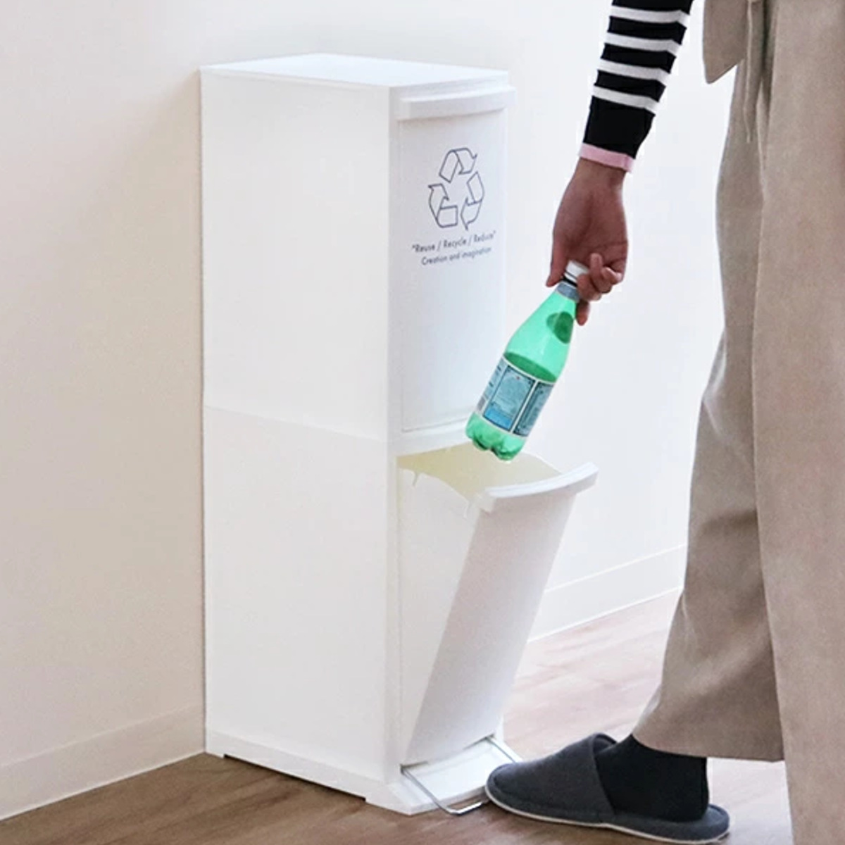 ゴミ箱 20L 分別 ダストボックス 2段 幅21cm 日本製 ( ごみ箱 ふた付き 蓋 フタ 付き シンプル 2分別 プラスチック製 くずかご ダストBOX 分別ゴミ箱 分別ごみ箱 約 20 L l リットル ペダル式 おしゃれ )