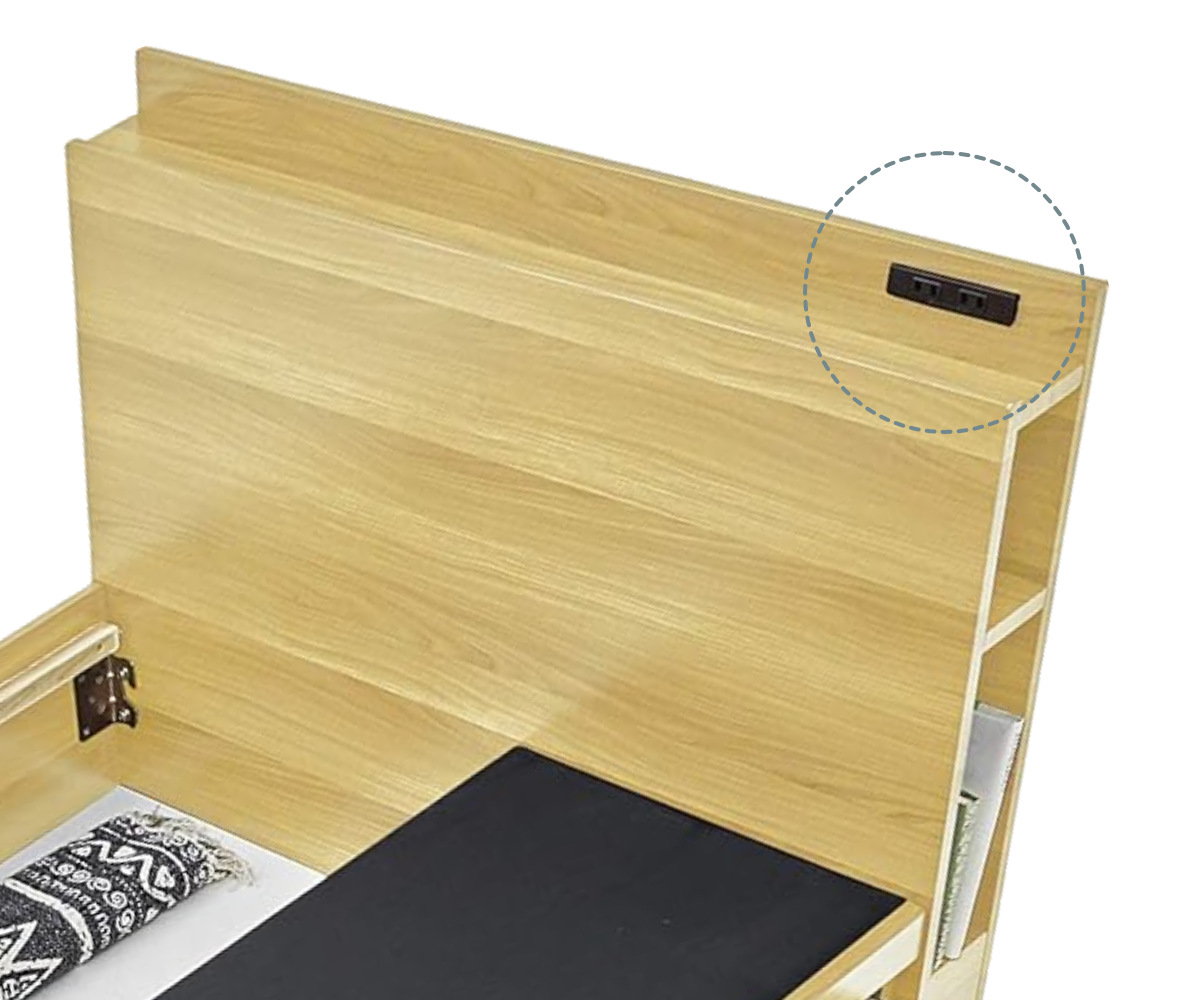 ベッド シングルベッド 収納 宮付 引出し コンセント付 ブラウン