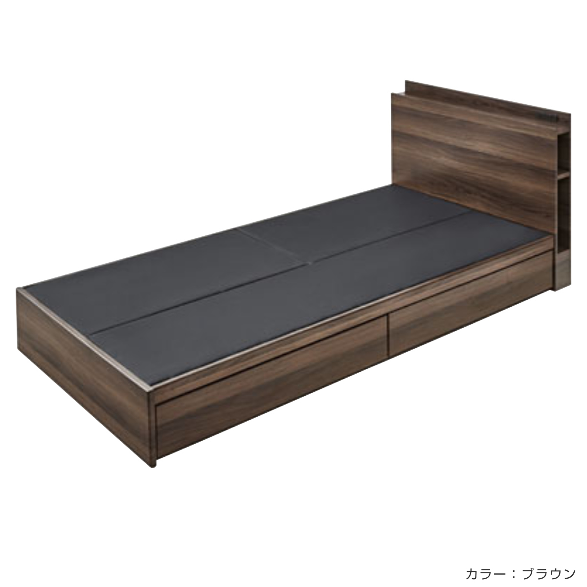 ベッド シングルベッド 収納 宮付 引出し コンセント付 ブラウン ( ベット フレーム シングル ベッド下収納 棚 宮 付き ヘッドボード 引きだし 引き出し 木製ベット ベッドフレーム 2口 コンセント ) 【ナチュラル】 ナチュラル
