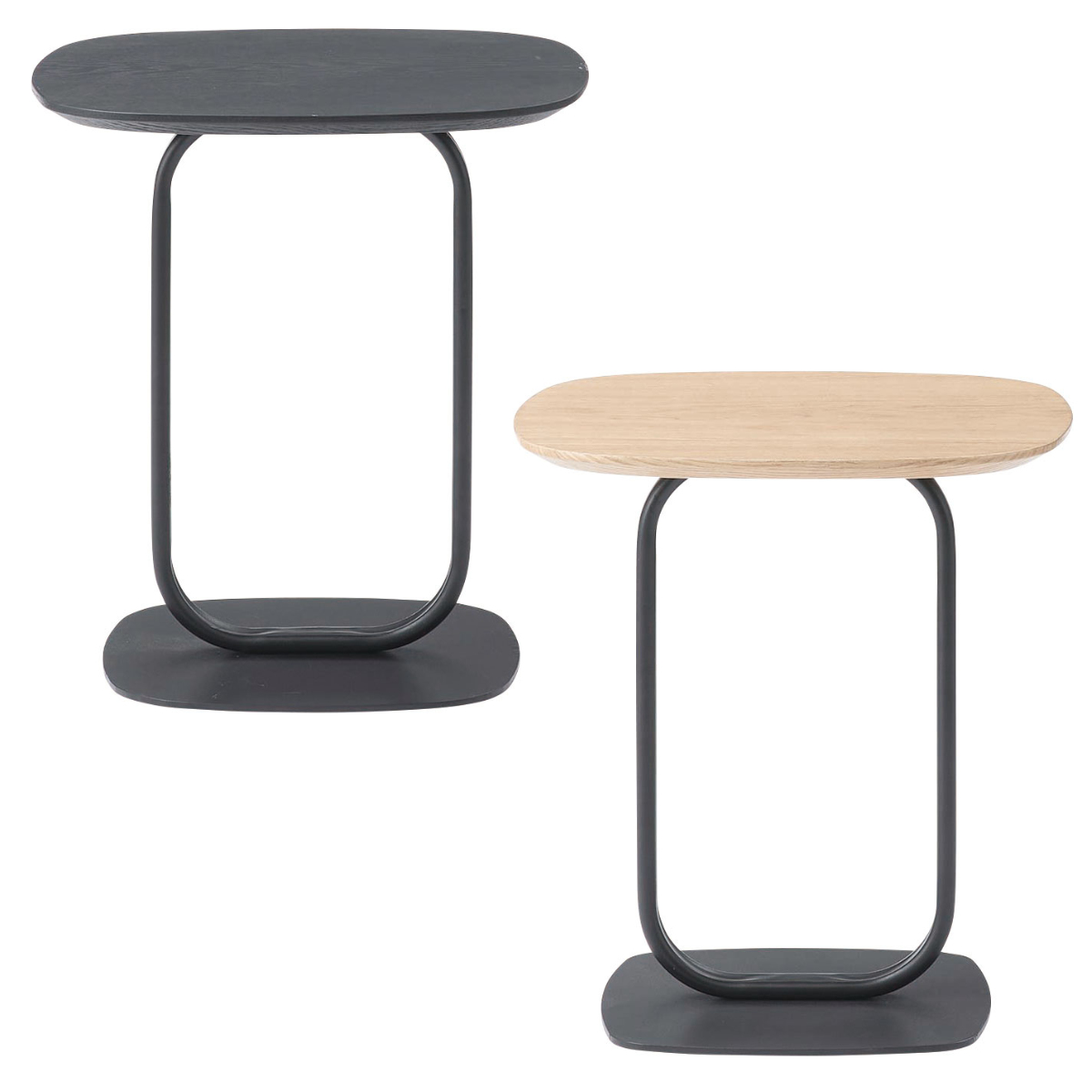 サイドテーブル 高さ45cm スチール脚 ( スチール 木目調 ナイトテーブル ミニテーブル ソファ ベッド 横 異素材 スタイリッシュ モダン シンプル ブラック ナチュラル ) 【ブラック】 ブラック