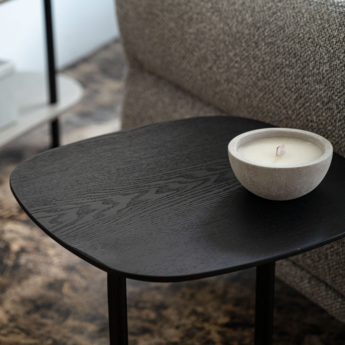 サイドテーブル 高さ45cm スチール脚 ( スチール 木目調 ナイトテーブル ミニテーブル ソファ ベッド 横 異素材 スタイリッシュ モダン シンプル ブラック ナチュラル ) 【ブラック】 ブラック