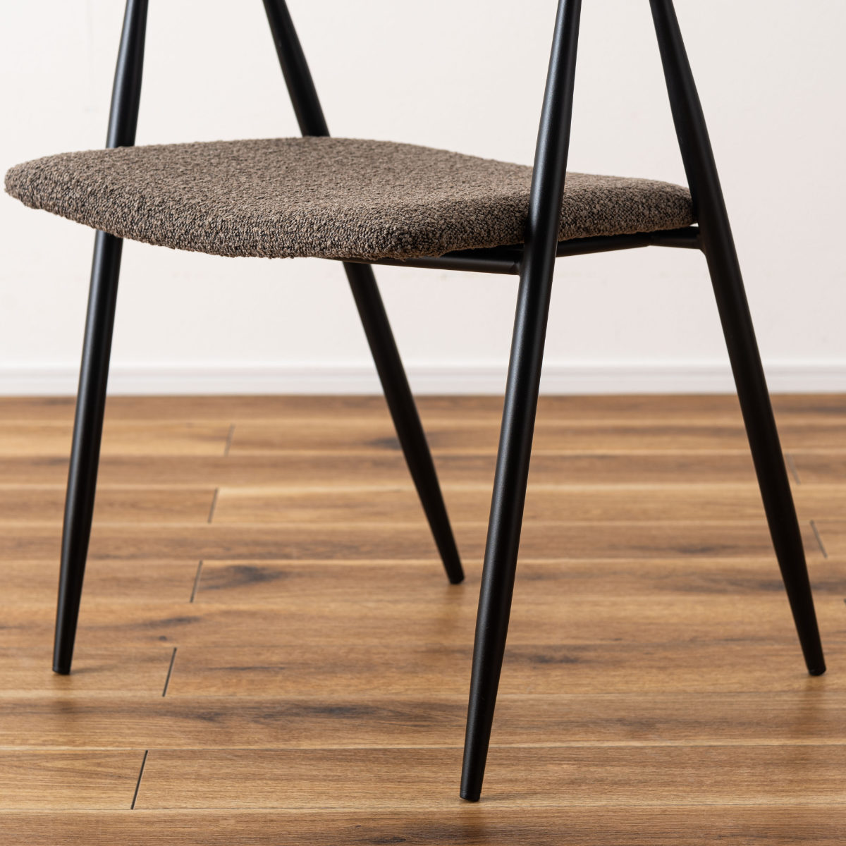 ダイニングチェア 座面高44cm スチール脚 ( チェア 椅子 ファブリック 曲木 ブラウン グレー 肘付き 肘掛 異素材 シンプル ビンテージ調 ) 【ブラウン】 ブラウン