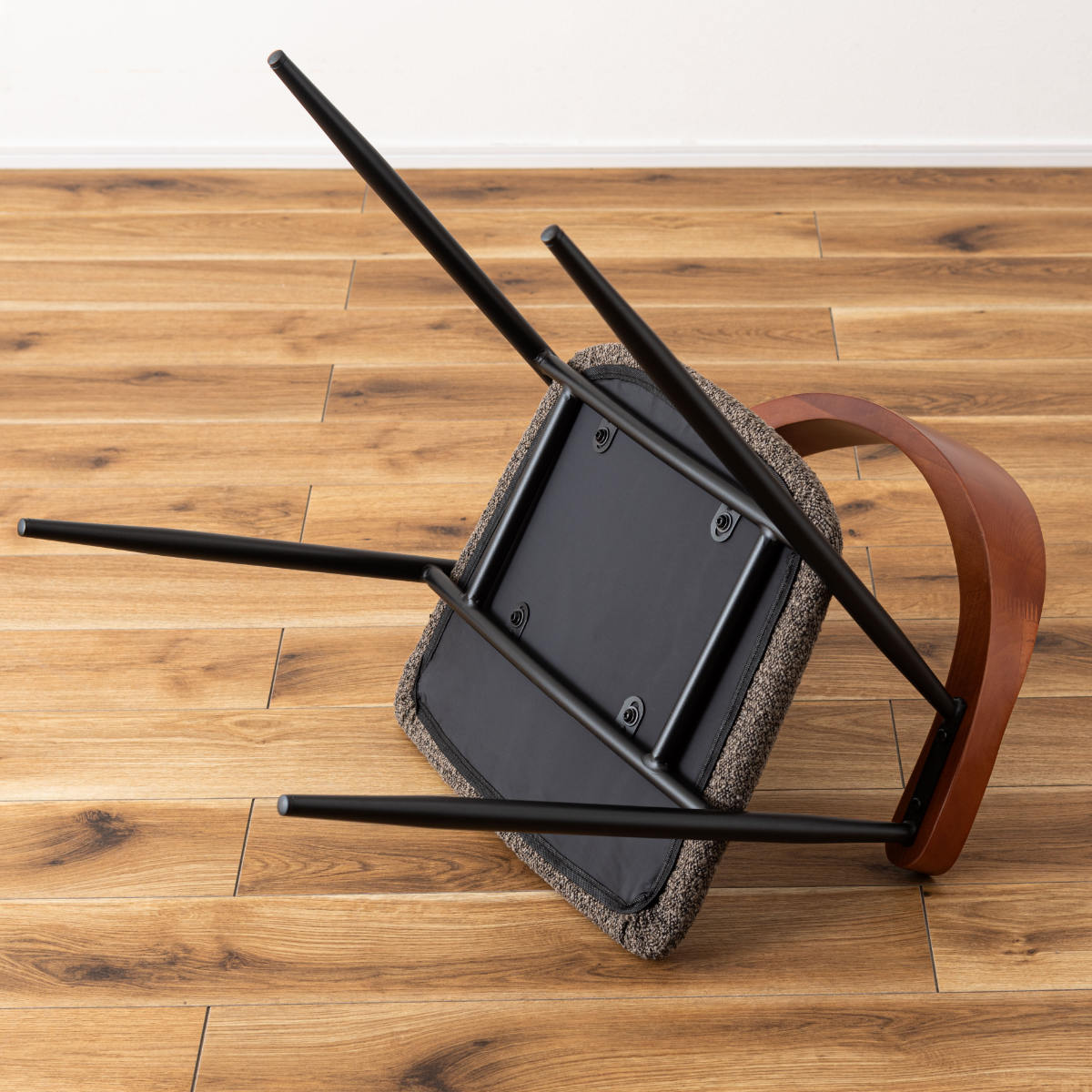 ダイニングチェア 座面高44cm スチール脚 ( チェア 椅子 ファブリック 曲木 ブラウン グレー 肘付き 肘掛 異素材 シンプル ビンテージ調 ) 【ブラウン】 ブラウン