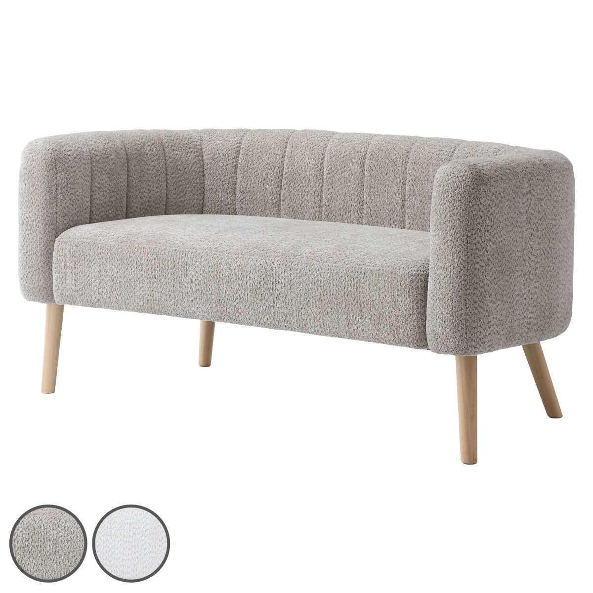 ソファ 2人掛け 幅142cm ( コンパクト ファブリック 天然木 シンプル リビング ダイニング ナチュラル 可愛い 韓国風 北欧 木製脚 ホワイト グレージュ ) 【ホワイト】