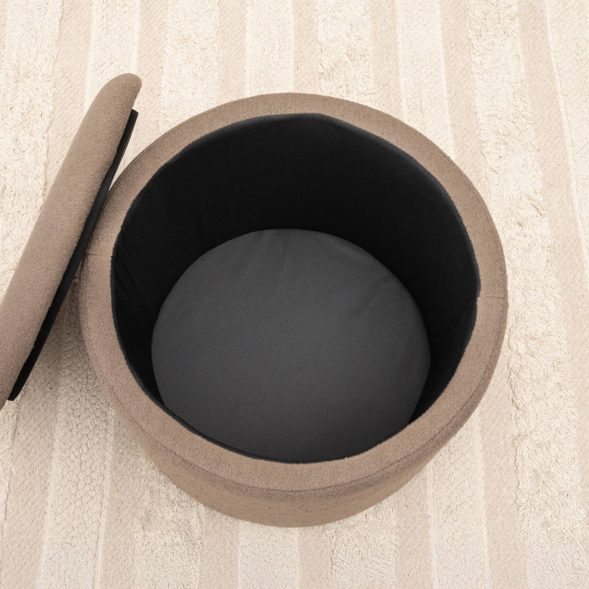 スツール 円型 高さ37cm 収納付 ( 丸 ラウンドスツール 椅子 ファブリック ナチュラル オットマン おもちゃ入れ 小物入れ サイドテーブル リビング 玄関 ) 【ベージュ】 ベージュ