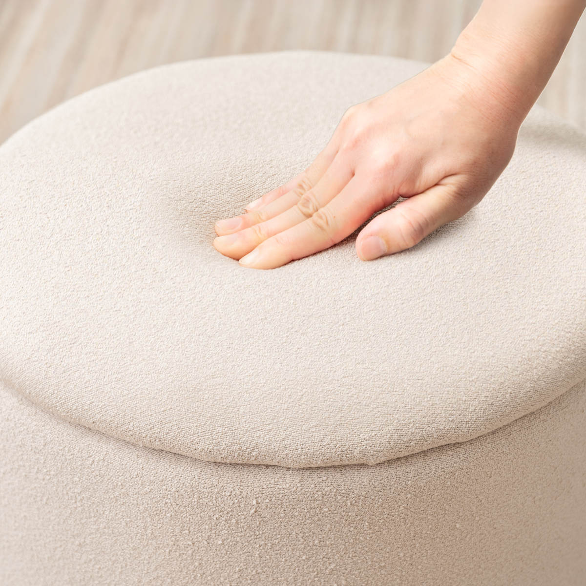 スツール 円型 高さ37cm 収納付 ( 丸 ラウンドスツール 椅子 ファブリック ナチュラル オットマン おもちゃ入れ 小物入れ サイドテーブル リビング 玄関 ) 【ベージュ】 ベージュ