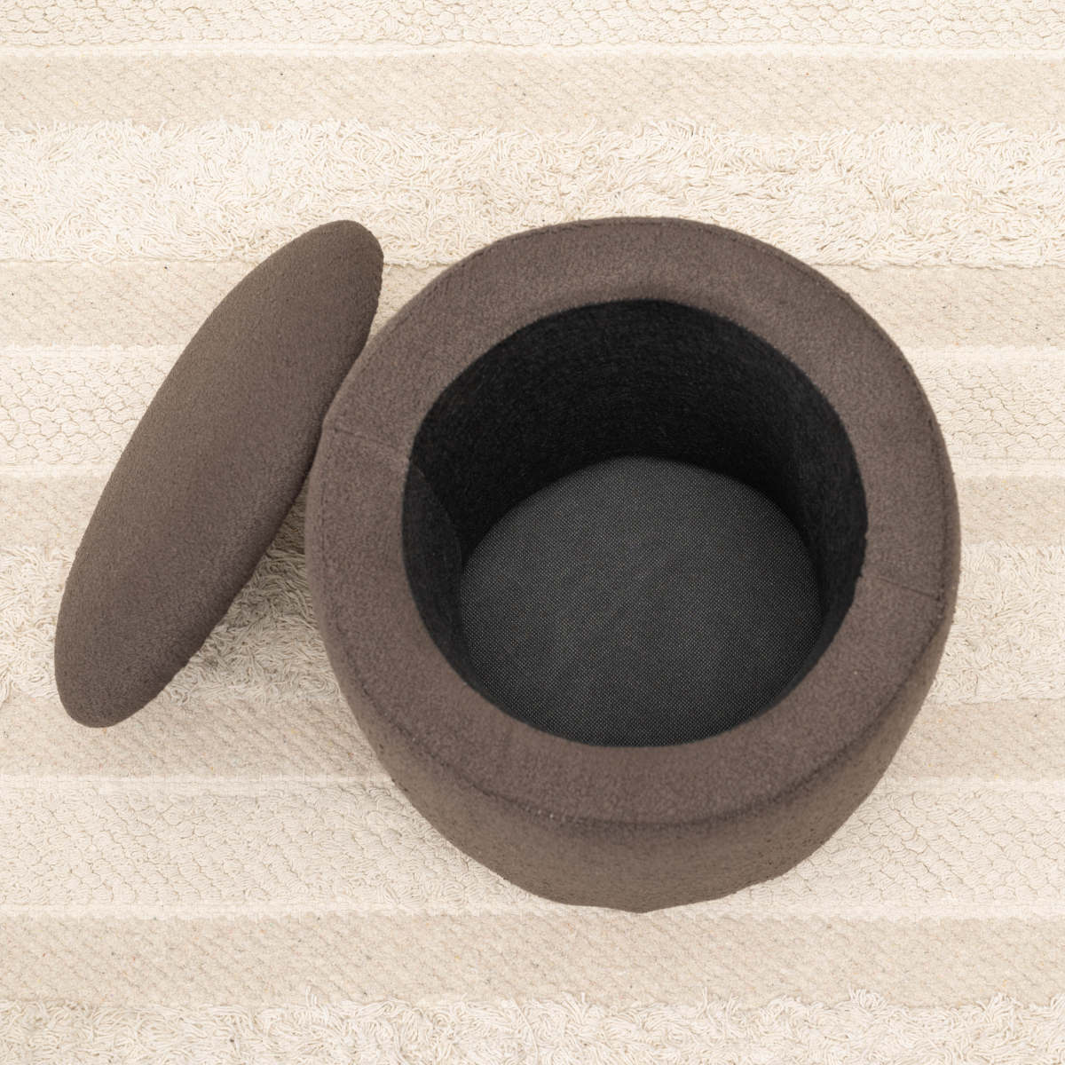 スツール 円型 高さ32cm 収納付 ( 丸 ラウンドスツール 椅子 ファブリック ナチュラル オットマン おもちゃ入れ 小物入れ サイドテーブル リビング 玄関 ) 【ベージュ】 ベージュ