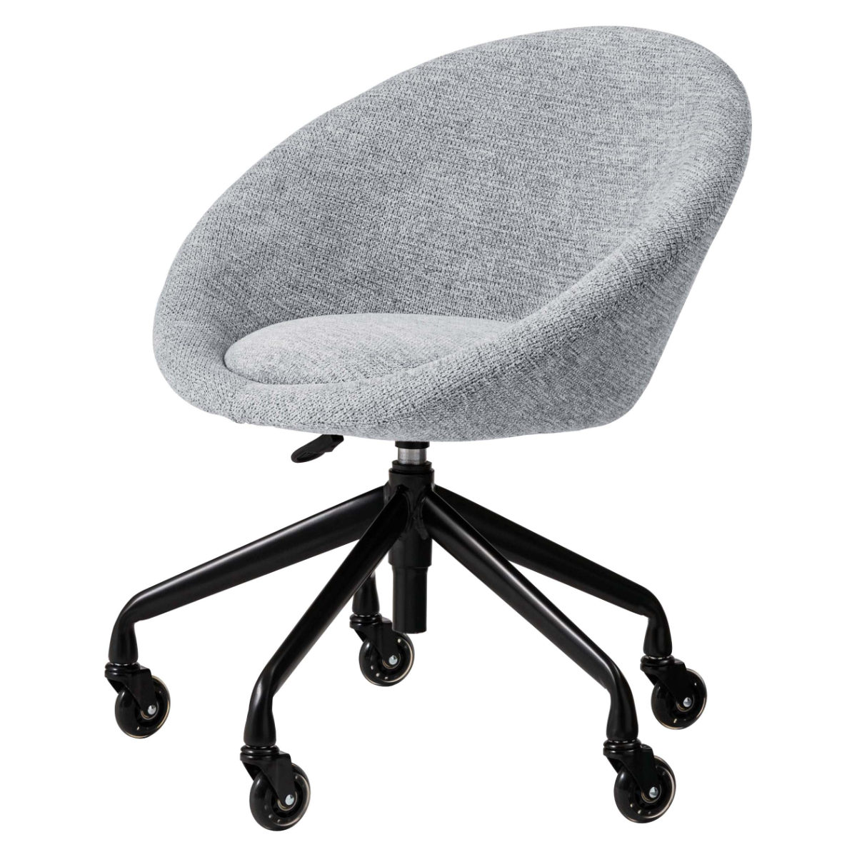 デスクチェア 昇降式 座面高44~50cm ( キャスター付き オフィスチェア パソコンチェア 椅子 チェア シンプル モダン スタイリッシュ ファブリック 布 背もたれ カーブ 曲線 ) 【ライトグレー】 ライトグレー