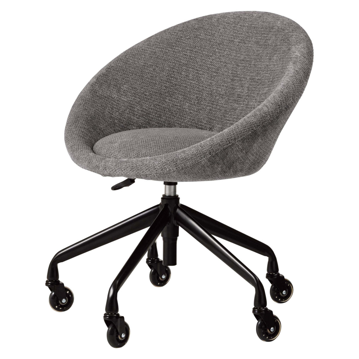 デスクチェア 昇降式 座面高44~50cm ( キャスター付き オフィスチェア パソコンチェア 椅子 チェア シンプル モダン スタイリッシュ ファブリック 布 背もたれ カーブ 曲線 ) 【ライトグレー】 ライトグレー