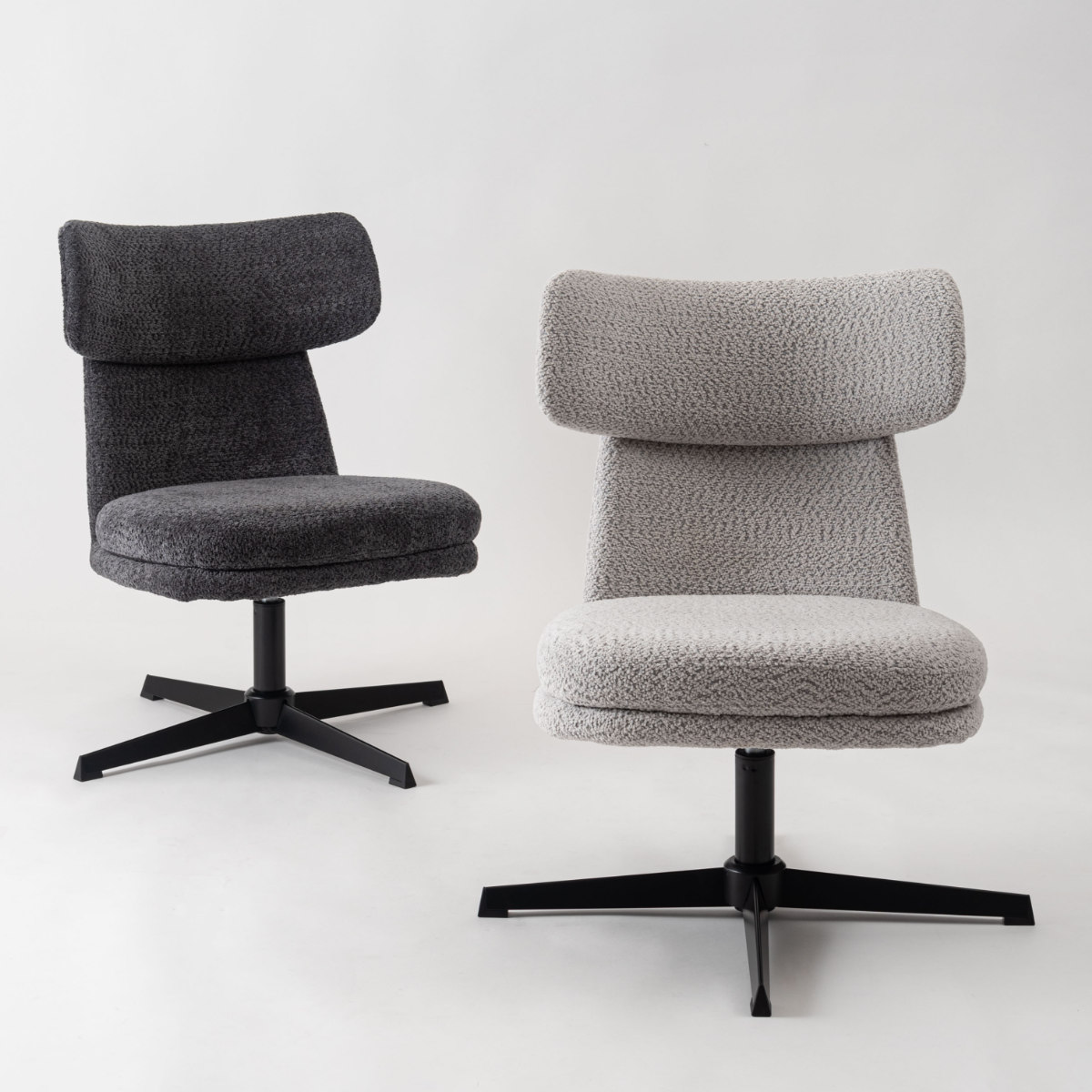 リビングチェア 座面高40cm ラウンジチェア ファブリック座面 ( 回転式 リラックスチェア 椅子 デスクチェア オフィス リビング シンプル モダン ホテルライク 1人掛け チェア ) 【ライトグレー】