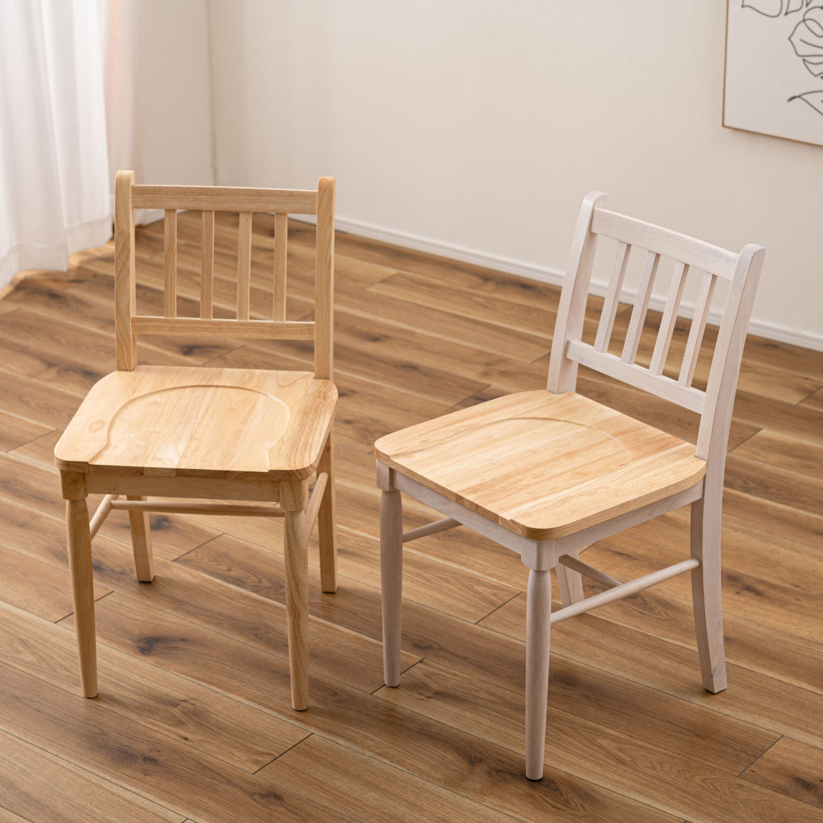 ダイニングチェア 座面高45cm フレンチカントリー風 ( 天然木 木製 ナチュラル カントリー調 チェア 椅子 食卓 ダイニング 可愛い 北欧 シンプル ) 【ホワイト】 ホワイト