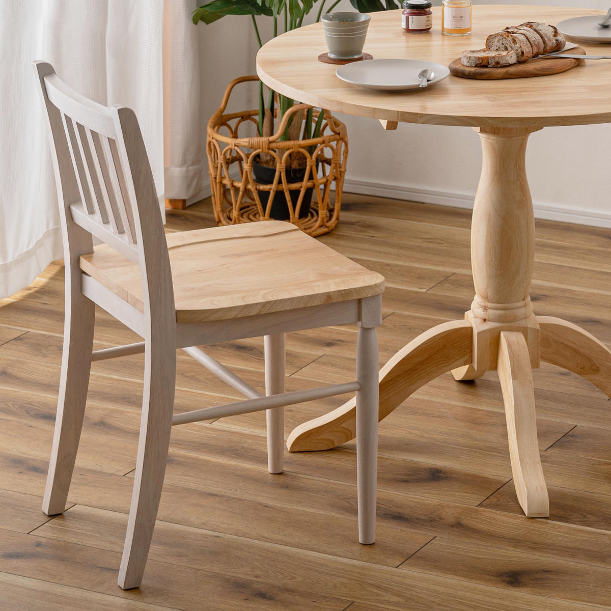 ダイニングチェア 座面高45cm フレンチカントリー風 ( 天然木 木製 ナチュラル カントリー調 チェア 椅子 食卓 ダイニング 可愛い 北欧 シンプル ) 【ホワイト】 ホワイト