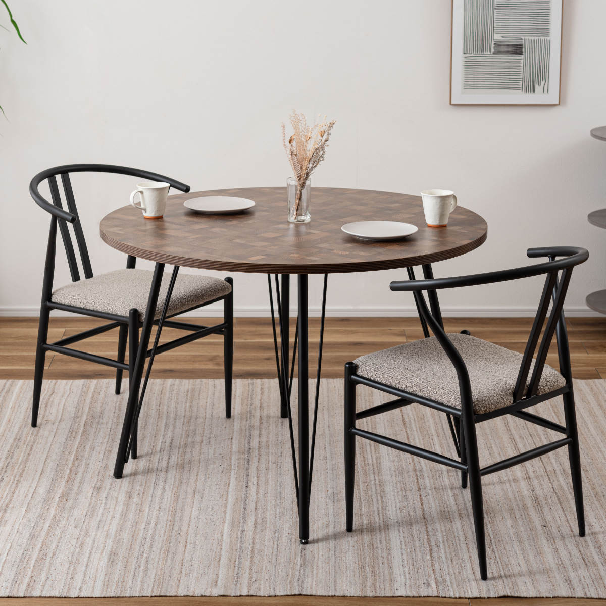 ダイニングチェア 座面高45cm ハーフアーム ( 食卓 ダイニング 食卓椅子 チェアー チェア 椅子 いす イス 肘付き 肘掛 ひじ掛け 軽量 完成品 ファブリック 布 おしゃれ シンプル スチール モダン ) 【ダークグレー】 ダークグレー