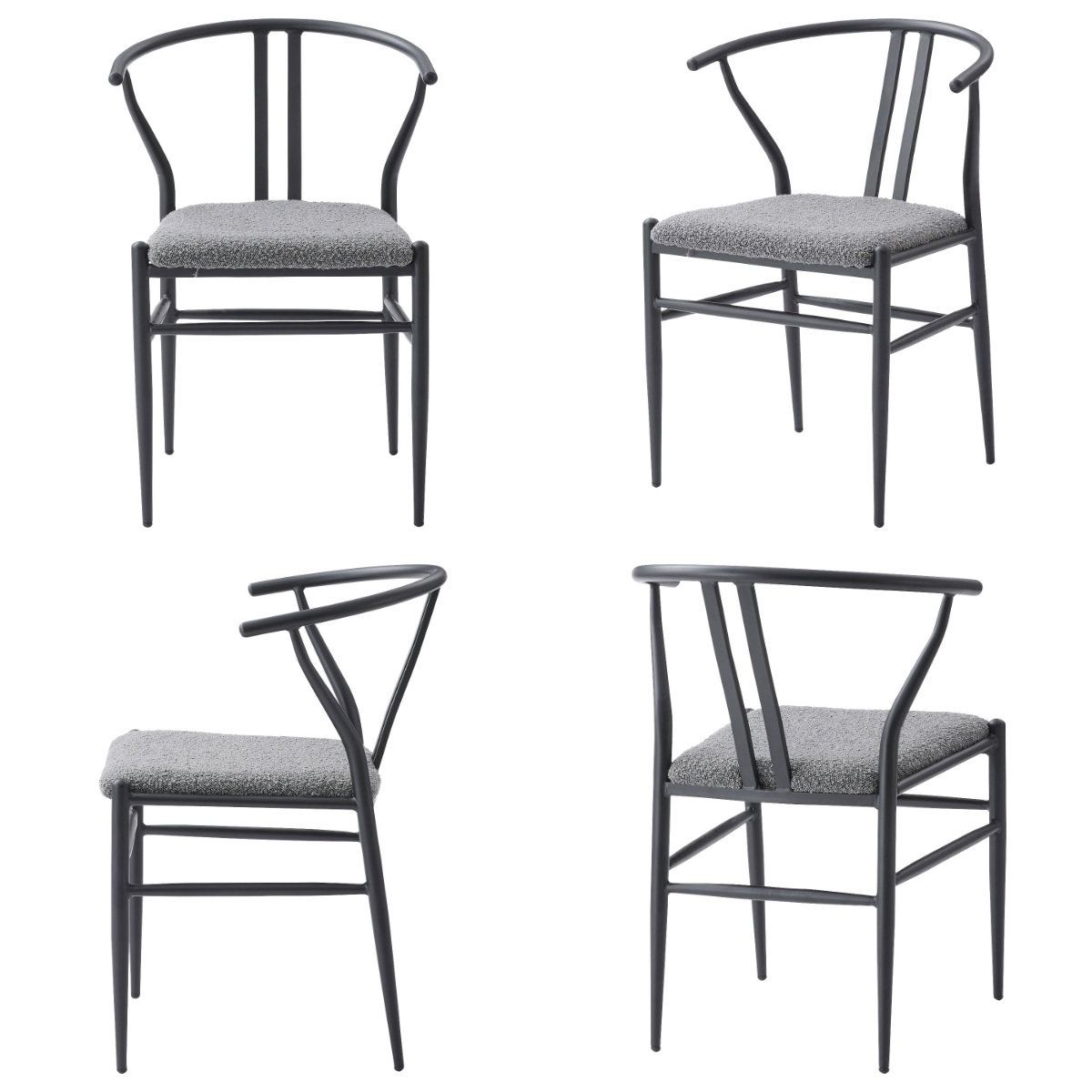 ダイニングチェア 座面高45cm ハーフアーム ( 食卓 ダイニング 食卓椅子 チェアー チェア 椅子 いす イス 肘付き 肘掛 ひじ掛け 軽量 完成品 ファブリック 布 おしゃれ シンプル スチール モダン ) 【ダークグレー】 ダークグレー