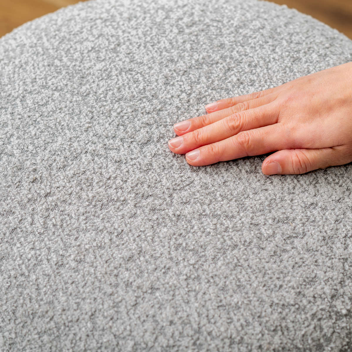 スツール 高さ46cm 座面丸型 ブークレ生地 ( 丸 ラウンド 円形 サブチェア 椅子 オットマン もこもこ 軽量 リビング 玄関 寝室 サイドテーブル グレー グリーン ホワイト ) 【グリーン】 グリーン