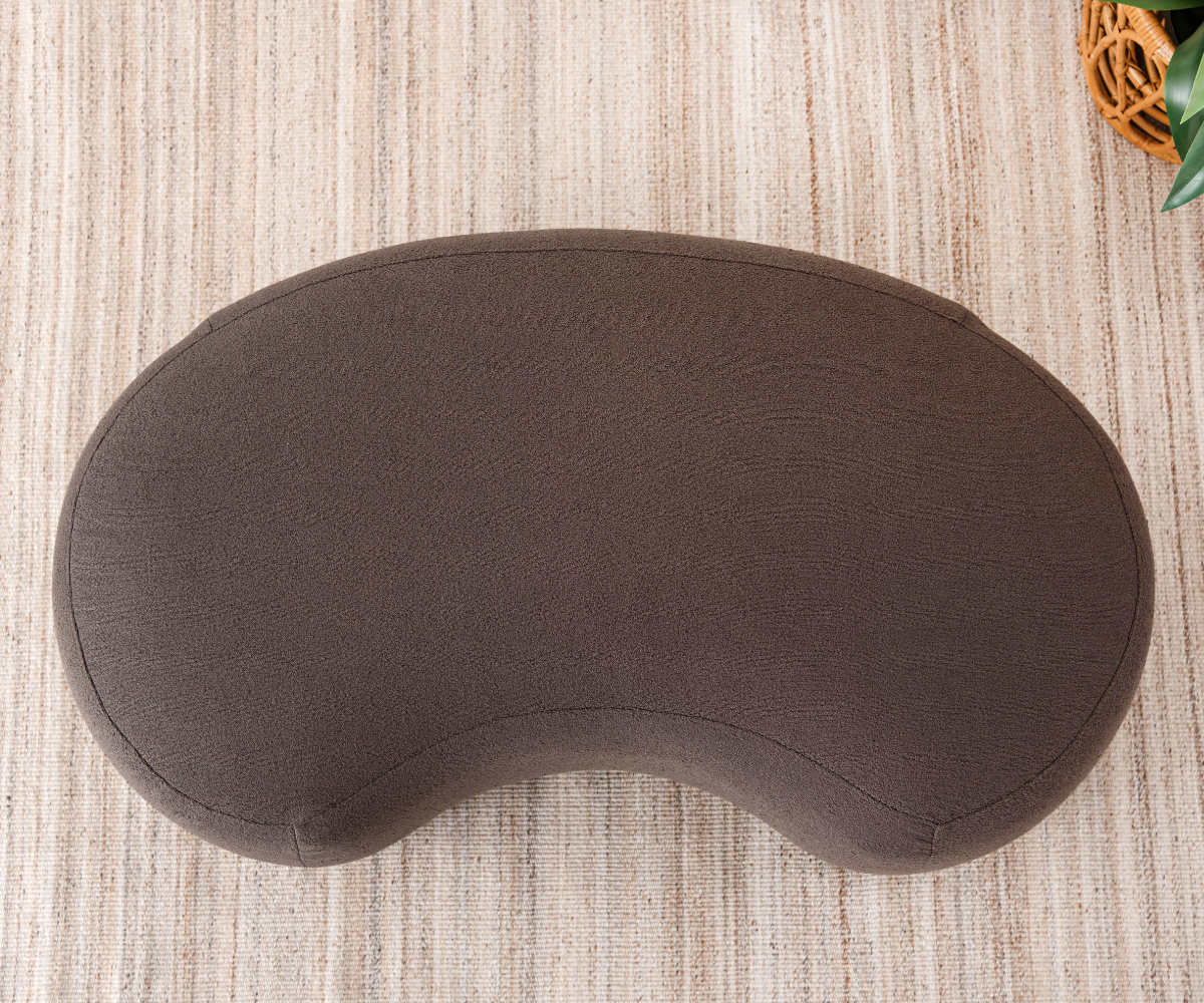 スツール 高さ33cm ビーンズ型 ( 1.5人掛け 1人掛け ワイド ファブリック 布 低め ロー 椅子 リビング 玄関 モダン スタイリッシュ ホテルライク ) 【チャコールグレー】 チャコールグレー