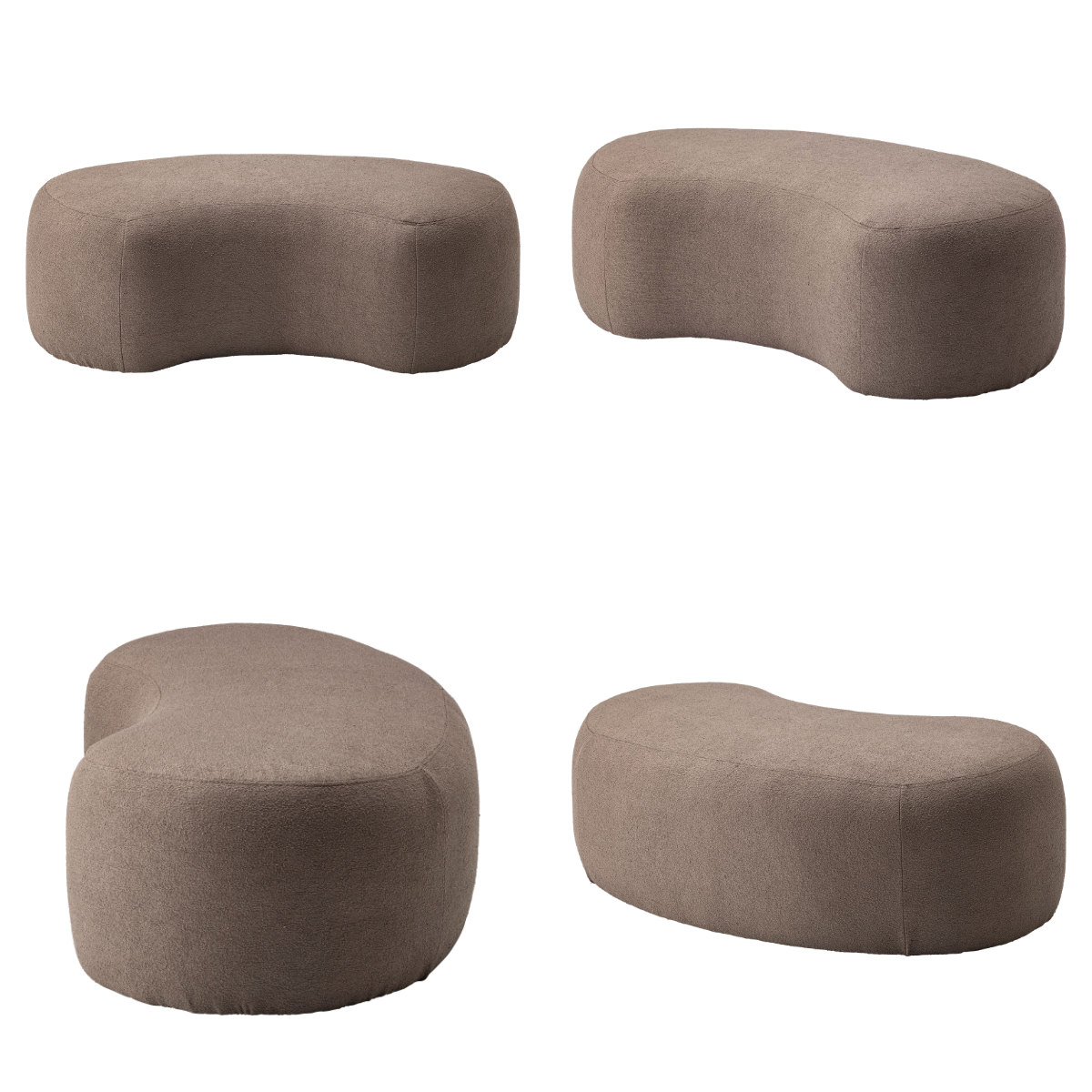 スツール 高さ33cm ビーンズ型 ( 1.5人掛け 1人掛け ワイド ファブリック 布 低め ロー 椅子 リビング 玄関 モダン スタイリッシュ ホテルライク ) 【チャコールグレー】 チャコールグレー