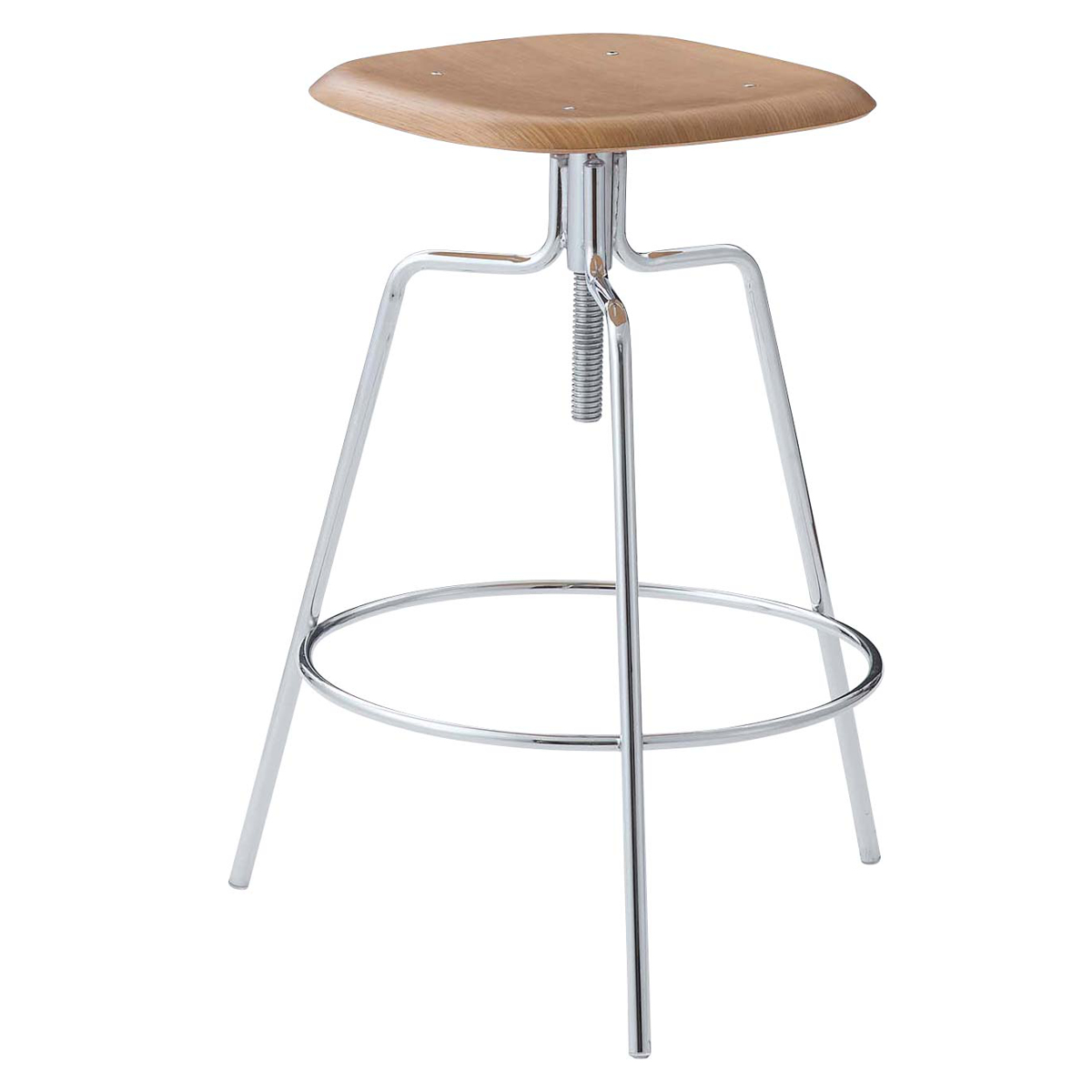 カウンターチェア 昇降式 座面高65~75cm ハイスツール ( 背もたれなし 木製座面 ハイチェア バーチェア ハイタイプ キッチン チェア 椅子 インダストリアル調 無骨 スチール脚 天然木 ナチュラル ブラック 四角 ) 【ブラック】 ブラック