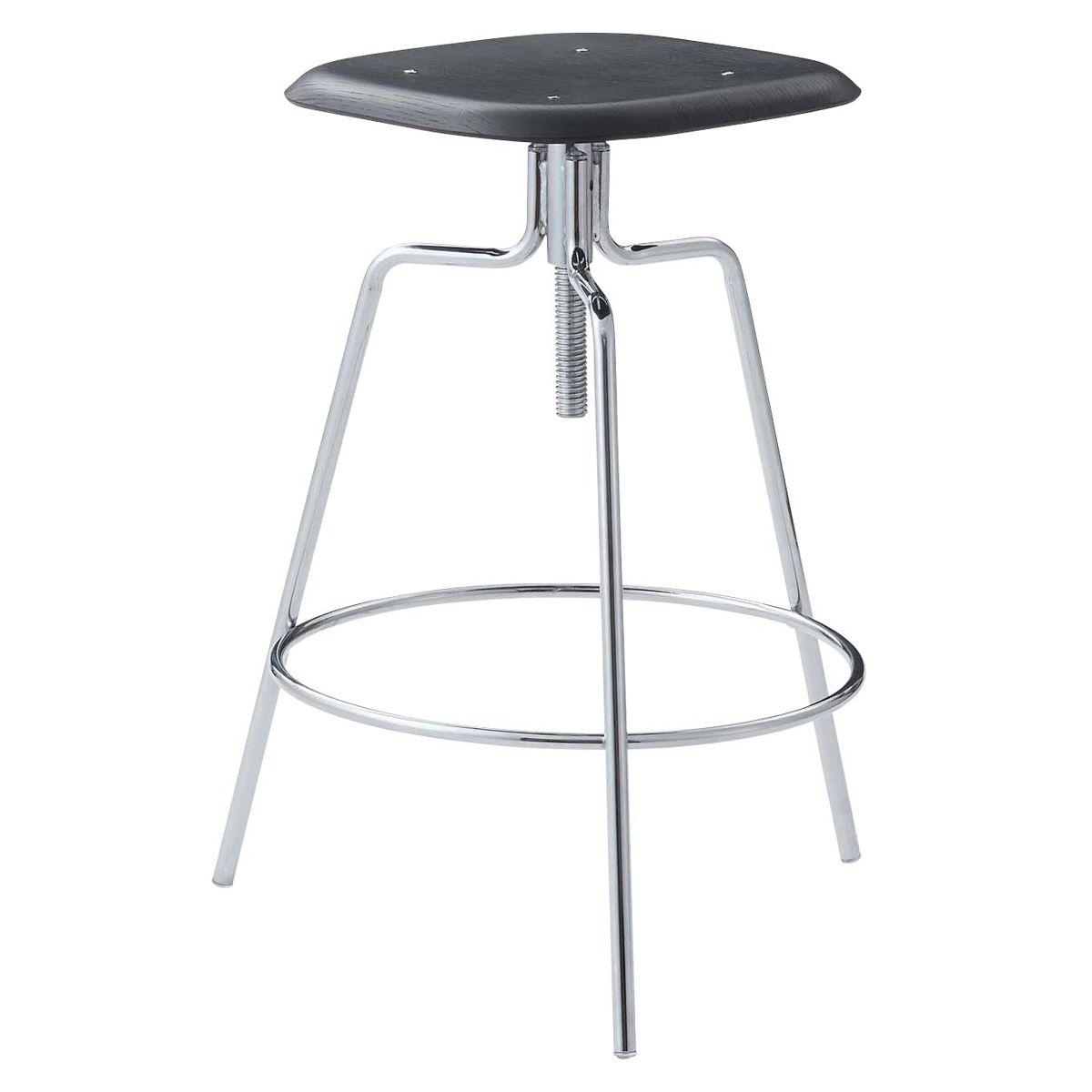 カウンターチェア 昇降式 座面高65~75cm ハイスツール ( 背もたれなし 木製座面 ハイチェア バーチェア ハイタイプ キッチン チェア 椅子 インダストリアル調 無骨 スチール脚 天然木 ナチュラル ブラック 四角 ) 【ブラック】 ブラック