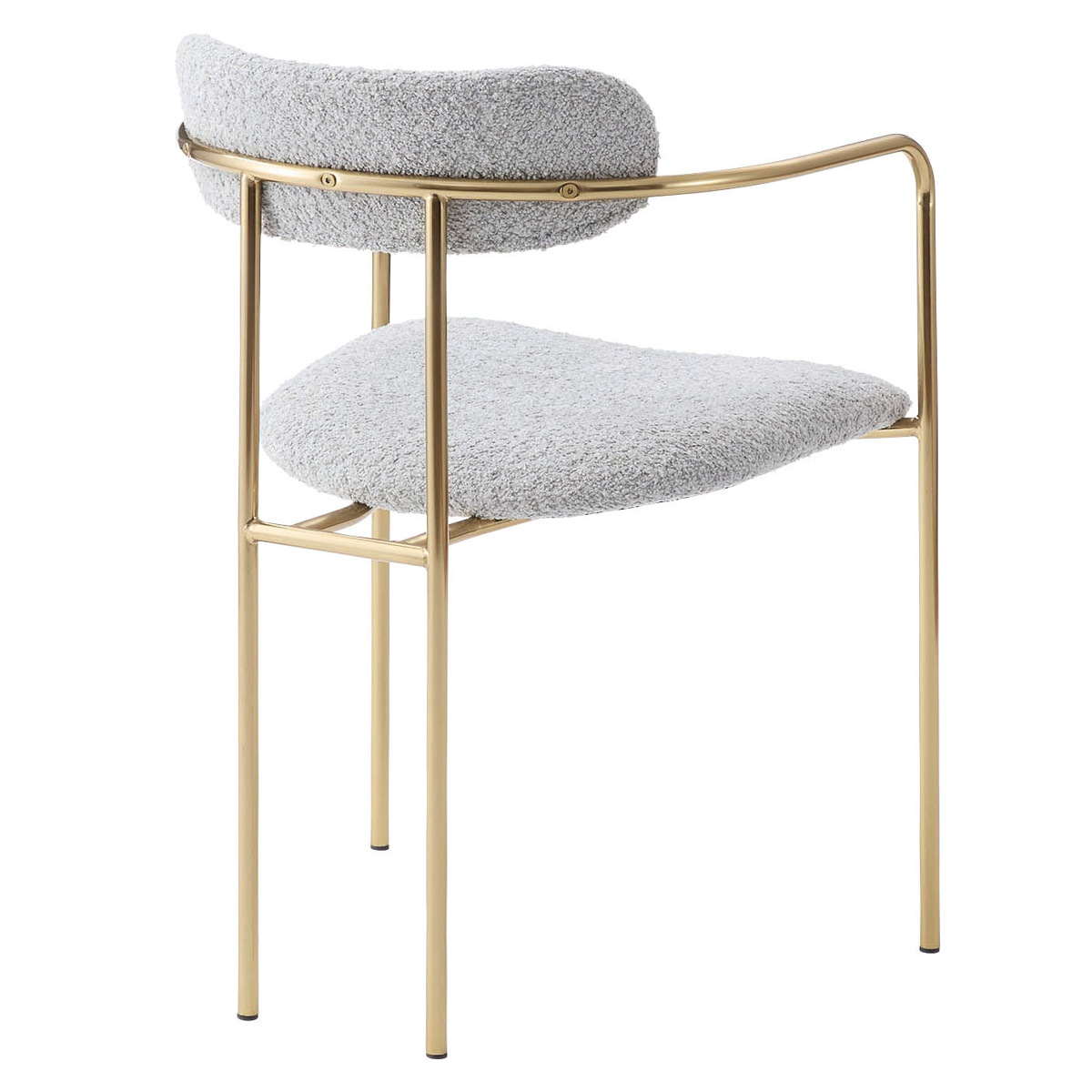 ダイニングチェア 座面高46cm アームチェア アンティークゴールド ( ブークレ生地 もこもこ ゴールド フレーム 食卓 椅子 チェア デスクチェア エレガント リビング ダイニング ファブリック 海外インテリア ホテルライク 高級感 ) 【アイボリー】 アイボリー