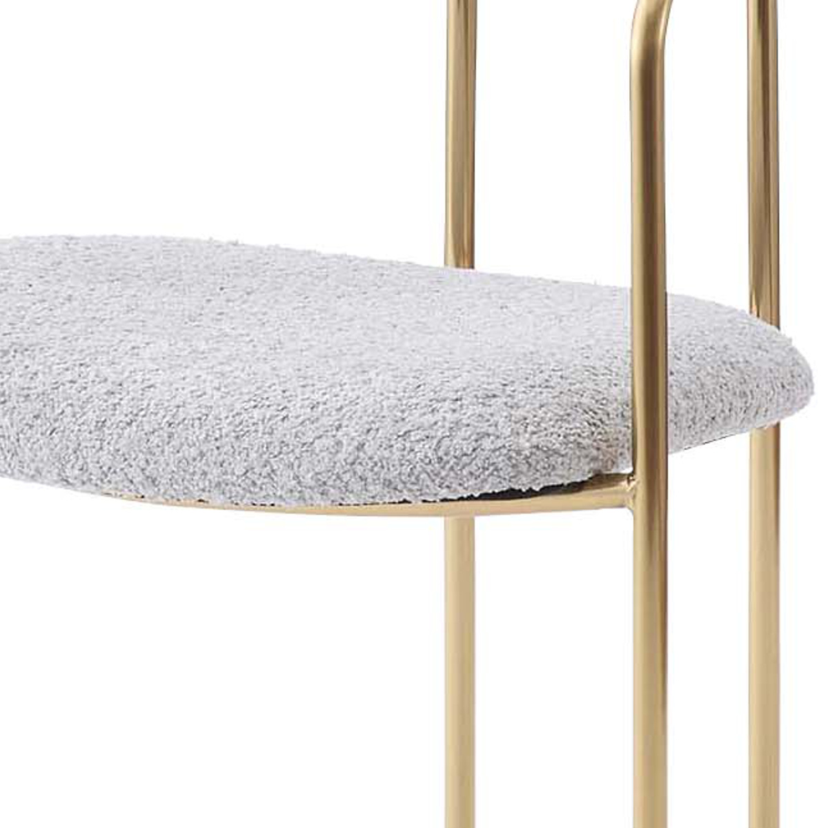 ダイニングチェア 座面高46cm アームチェア アンティークゴールド ( ブークレ生地 もこもこ ゴールド フレーム 食卓 椅子 チェア デスクチェア エレガント リビング ダイニング ファブリック 海外インテリア ホテルライク 高級感 ) 【アイボリー】 アイボリー