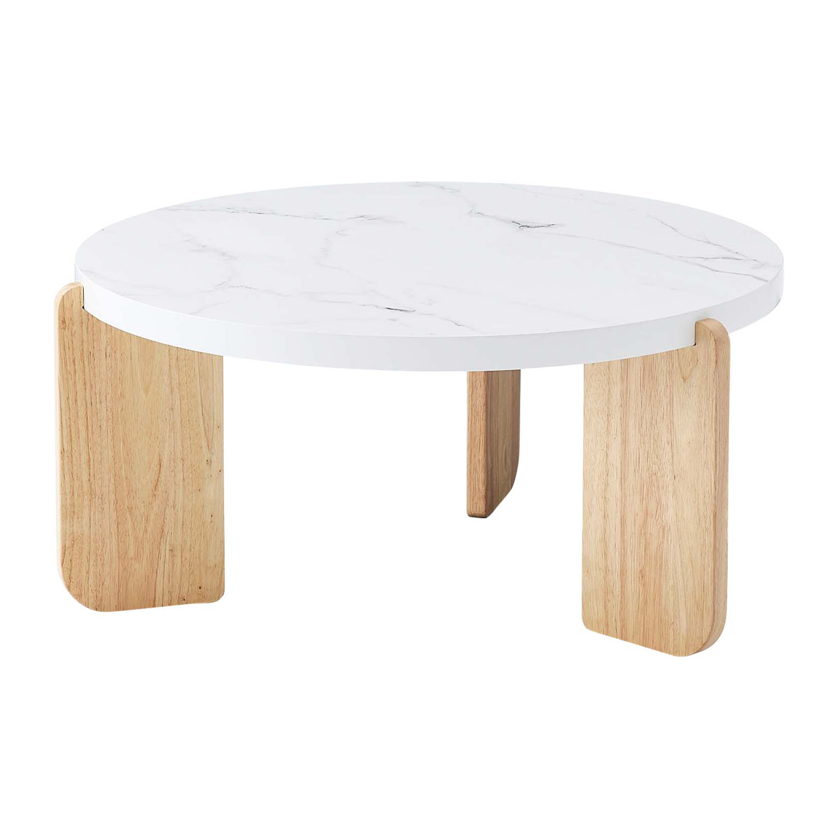 リビングテーブル 円型 高さ38cm ラウンドテーブルL ( 大理石調 木目調 丸 ラウンド テーブル 木製 天然木 ローテーブル センターテーブル ) 【ホワイト】 ホワイト