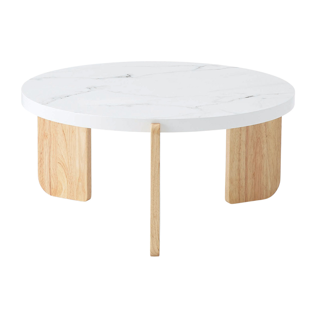 リビングテーブル 円型 高さ38cm ラウンドテーブルL ( 大理石調 木目調 丸 ラウンド テーブル 木製 天然木 ローテーブル センターテーブル ) 【ホワイト】 ホワイト