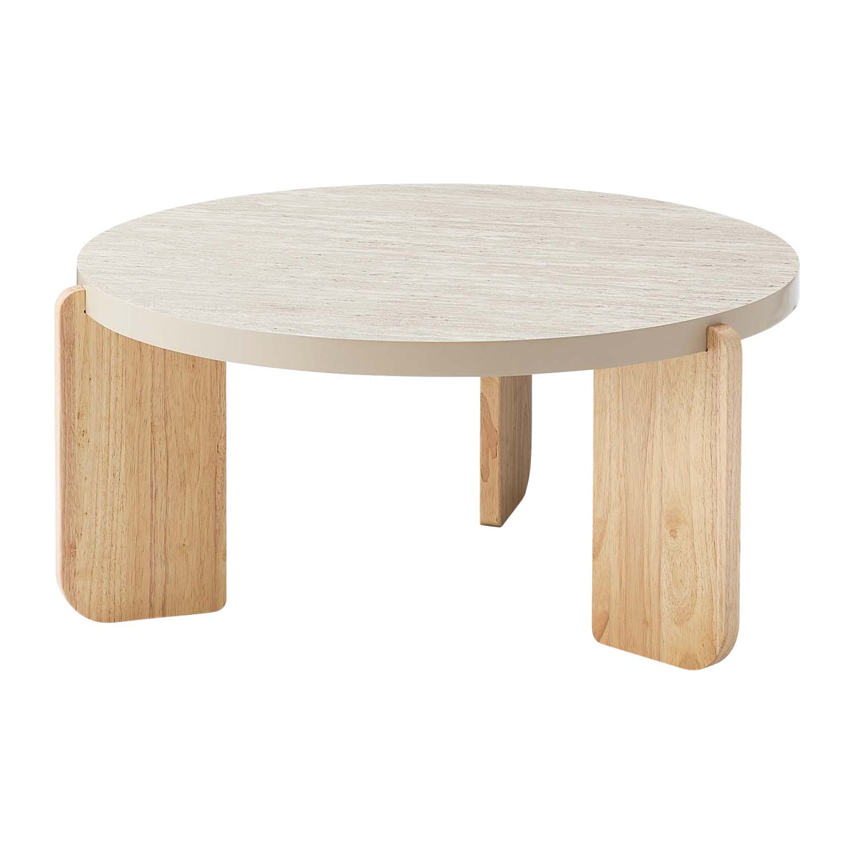 リビングテーブル 円型 高さ38cm ラウンドテーブルL ( 大理石調 木目調 丸 ラウンド テーブル 木製 天然木 ローテーブル センターテーブル ) 【ホワイト】 ホワイト