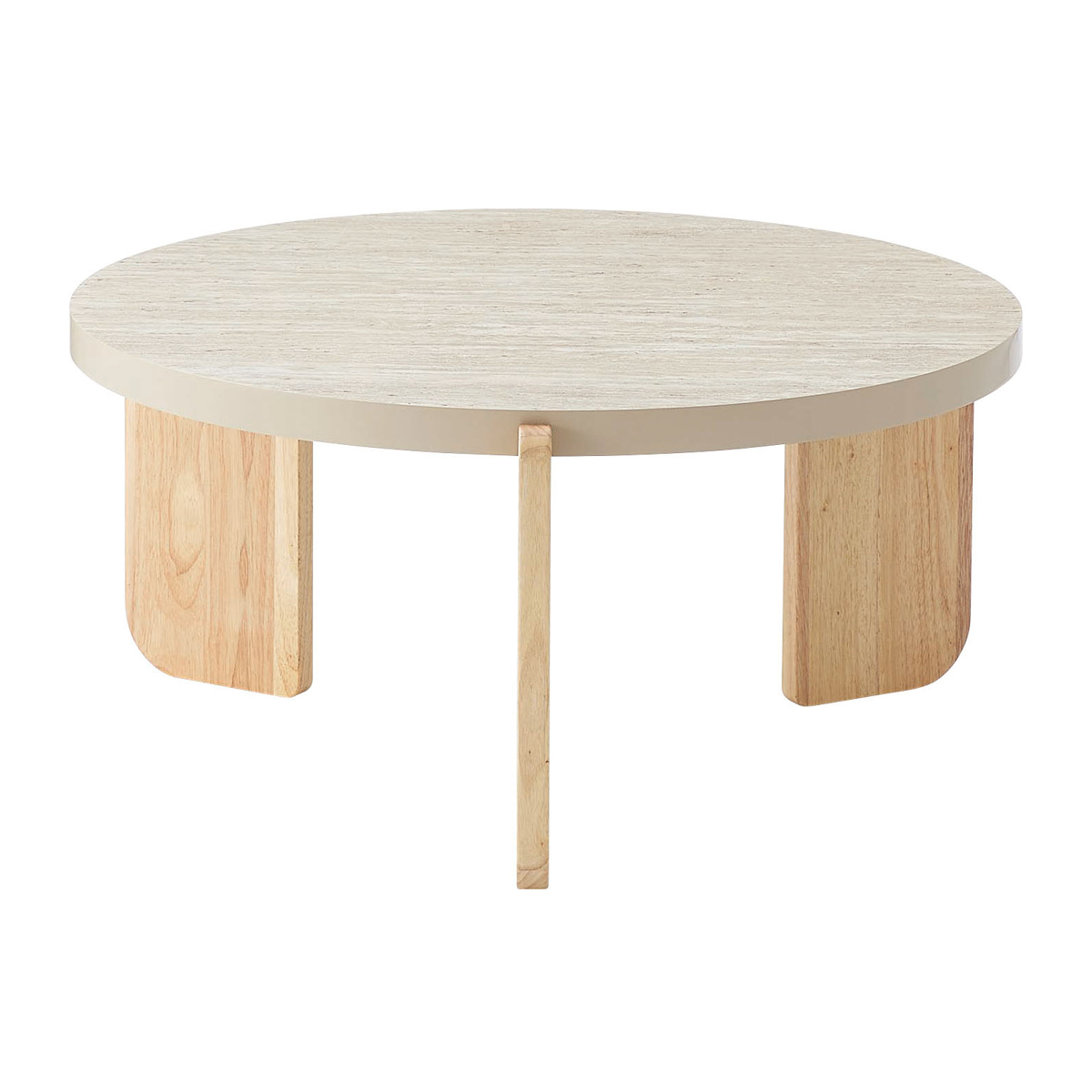 リビングテーブル 円型 高さ38cm ラウンドテーブルL ( 大理石調 木目調 丸 ラウンド テーブル 木製 天然木 ローテーブル センターテーブル ) 【ホワイト】 ホワイト