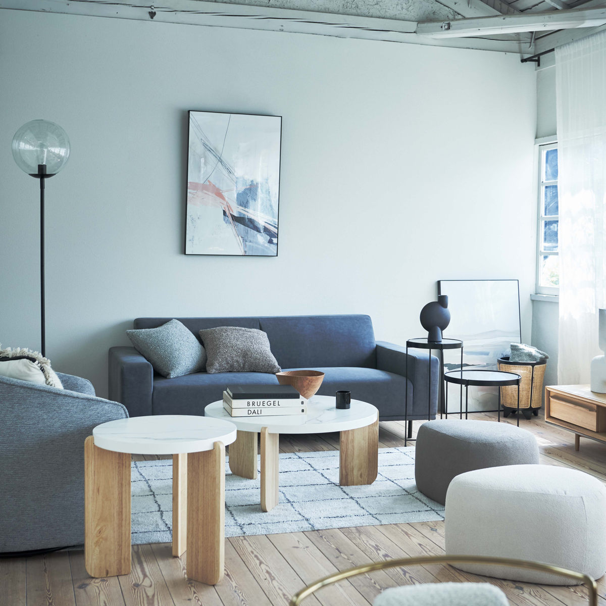 リビングテーブル 円型 高さ38cm ラウンドテーブルL ( 大理石調 木目調 丸 ラウンド テーブル 木製 天然木 ローテーブル センターテーブル ) 【ホワイト】 ホワイト