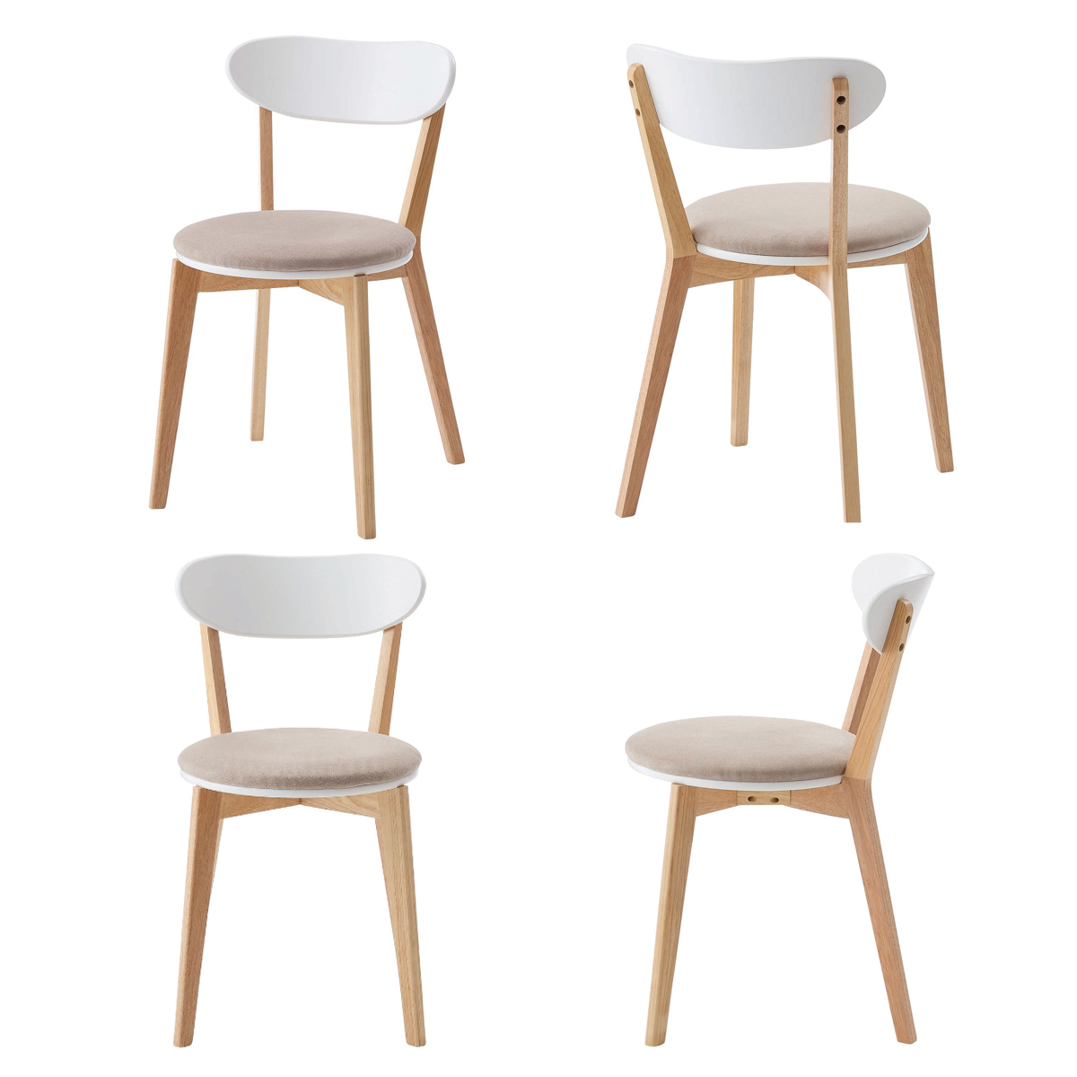 ダイニングチェア 座面高45cm 座面円型 ( 天然木 木脚 座面 マット付き チェア 椅子 肘なし 木製 ダイニング 食卓 リビング シンプル 北欧 ) 【ベージュ】 ベージュ