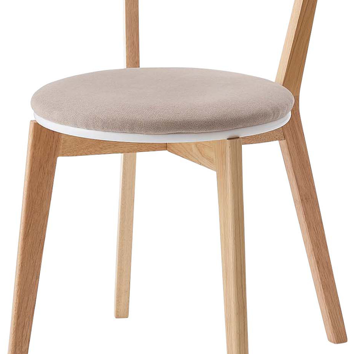 ダイニングチェア 座面高45cm 座面円型 ( 天然木 木脚 座面 マット付き チェア 椅子 肘なし 木製 ダイニング 食卓 リビング シンプル 北欧 ) 【ベージュ】 ベージュ