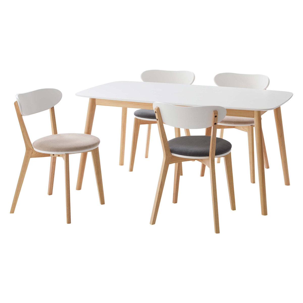 ダイニングチェア 座面高45cm 座面円型 ( 天然木 木脚 座面 マット付き チェア 椅子 肘なし 木製 ダイニング 食卓 リビング シンプル 北欧 ) 【ベージュ】 ベージュ