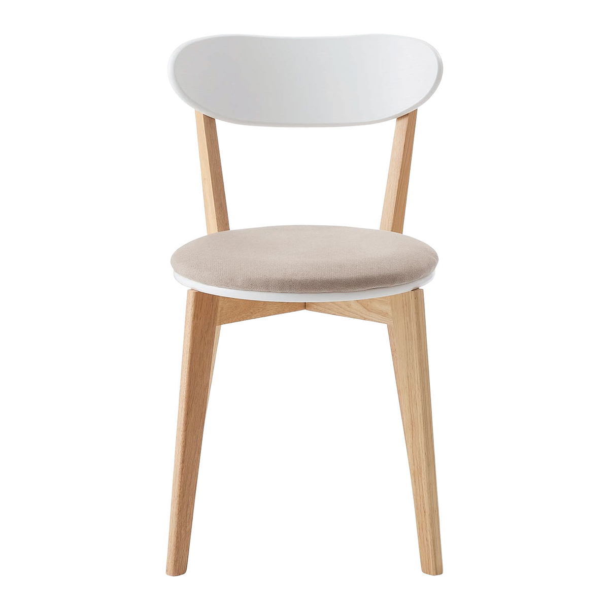 ダイニングチェア 座面高45cm 座面円型 ( 天然木 木脚 座面 マット付き チェア 椅子 肘なし 木製 ダイニング 食卓 リビング シンプル 北欧 ) 【ベージュ】 ベージュ