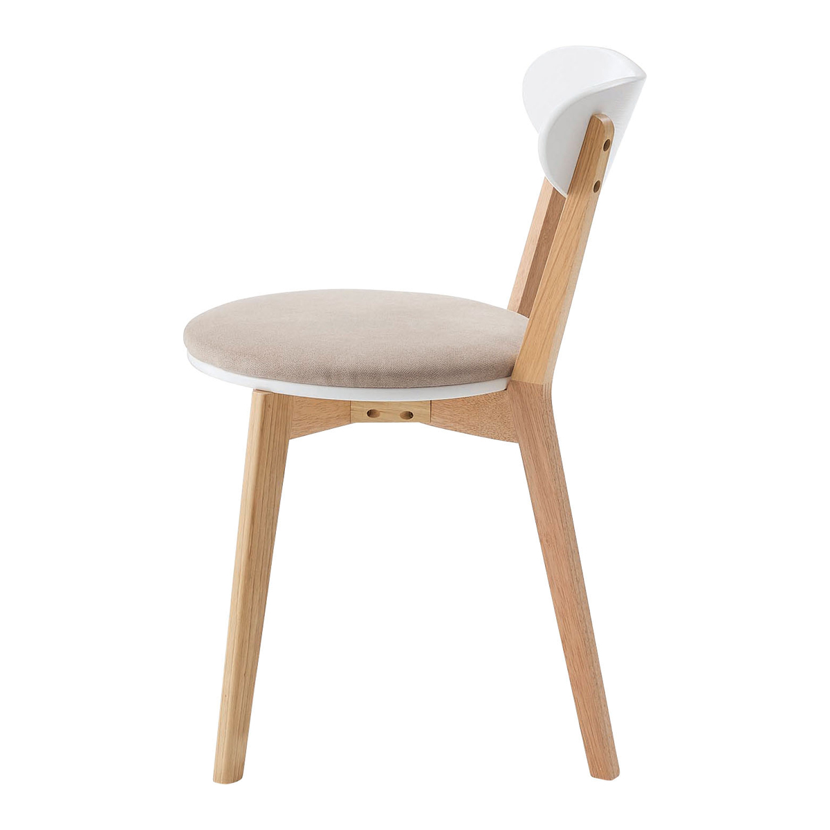 ダイニングチェア 座面高45cm 座面円型 ( 天然木 木脚 座面 マット付き チェア 椅子 肘なし 木製 ダイニング 食卓 リビング シンプル 北欧 ) 【ベージュ】 ベージュ