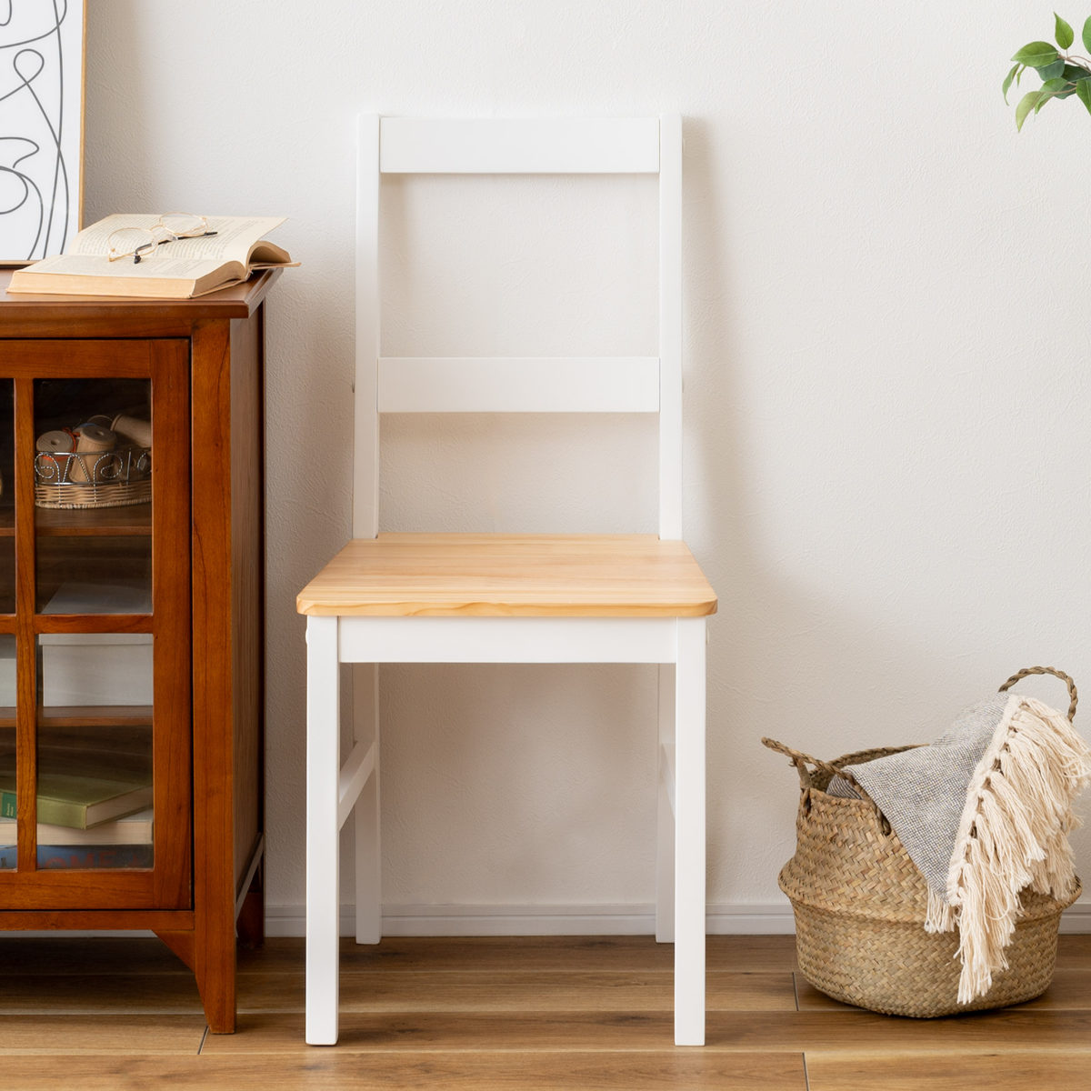 ダイニングチェア 座面高45cm ( 天然木 木脚 チェア 椅子 肘なし 木製 カントリー調 北欧 ナチュラル )