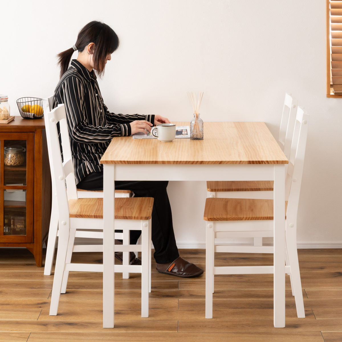 ダイニングチェア 座面高45cm ( 天然木 木脚 チェア 椅子 肘なし 木製 カントリー調 北欧 ナチュラル )